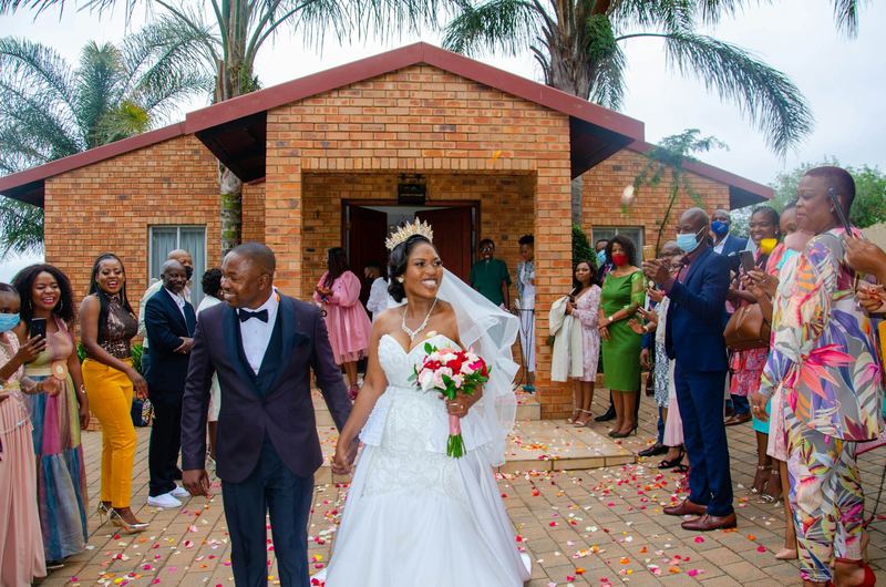 Newlyweds on their wedding day