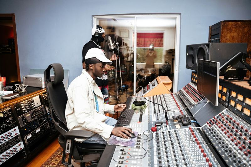 Producer in a recording studio