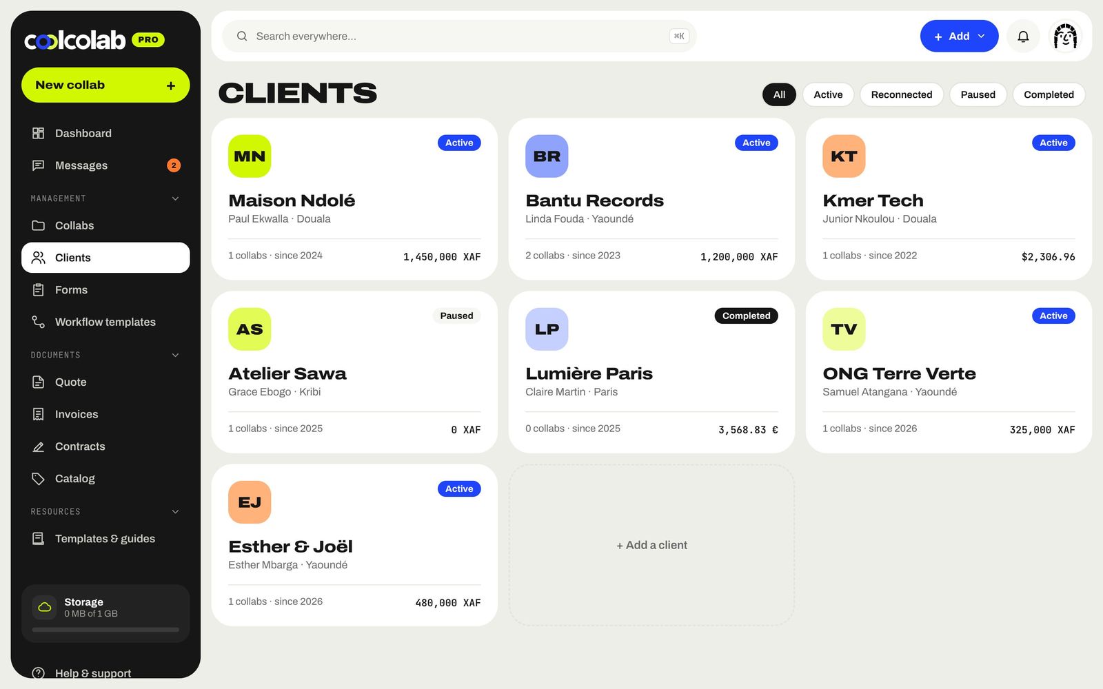 Client address book