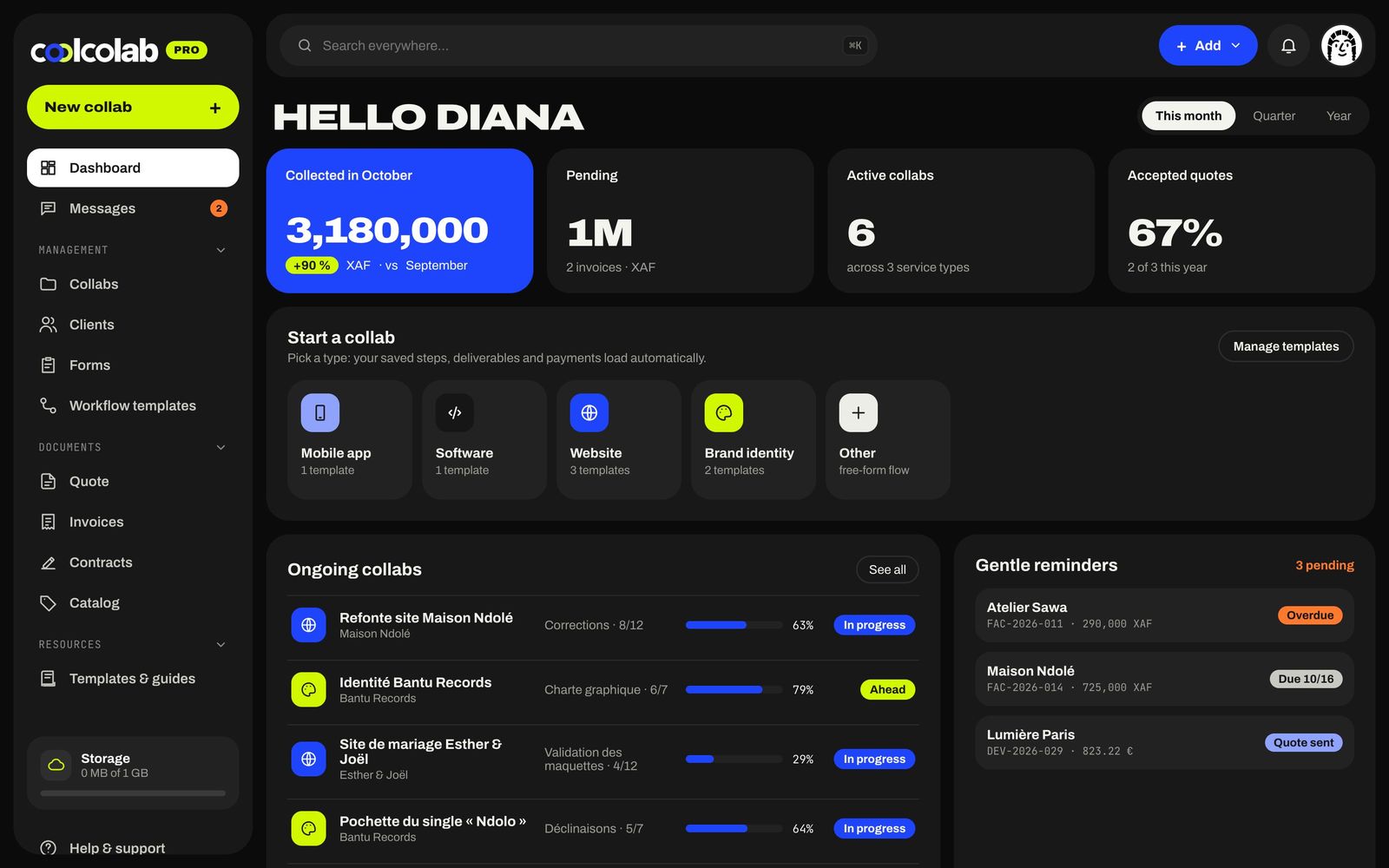 Coolcolab for Mac in dark mode