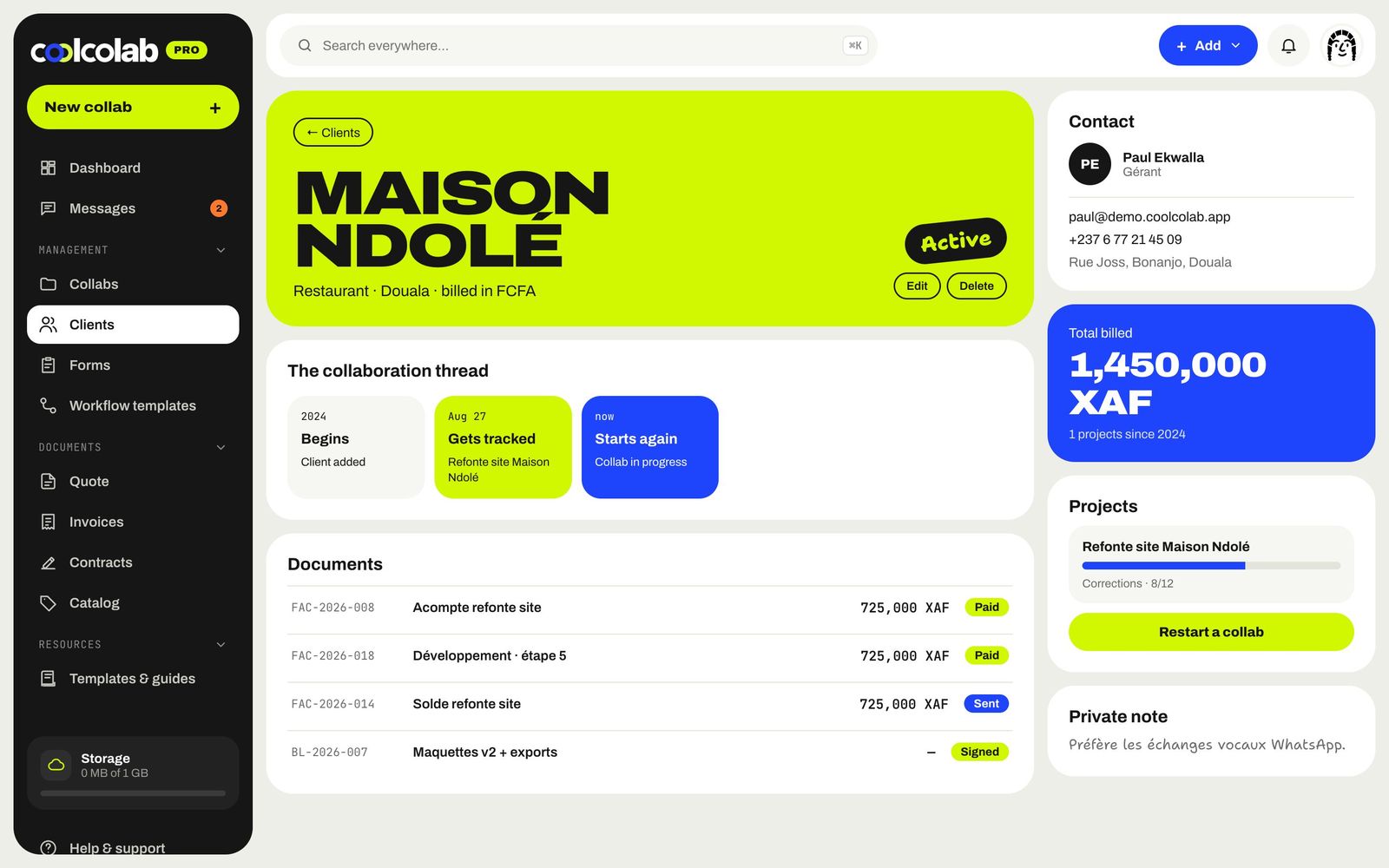 Maison Ndolé client profile