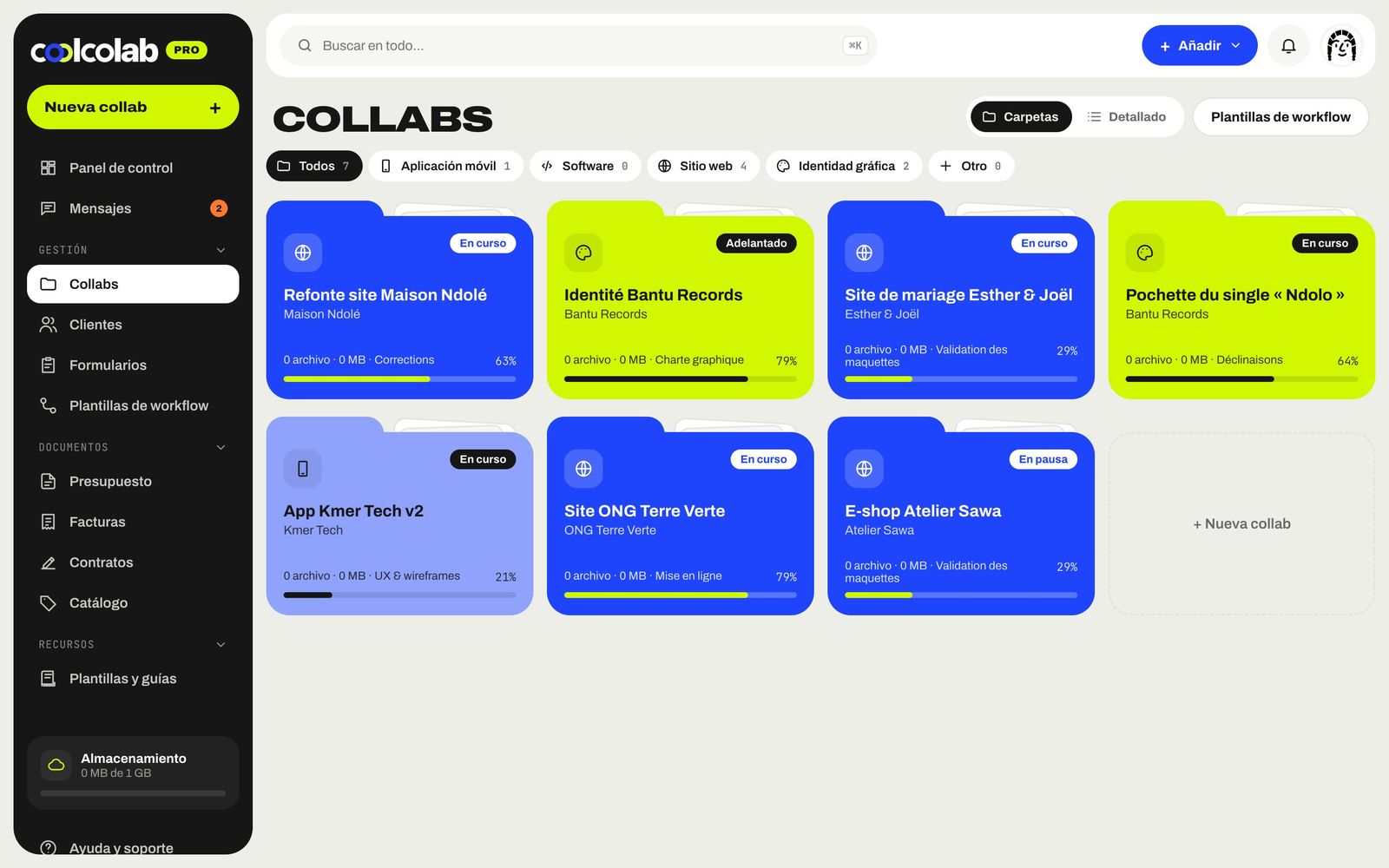 Collabs en carpetas