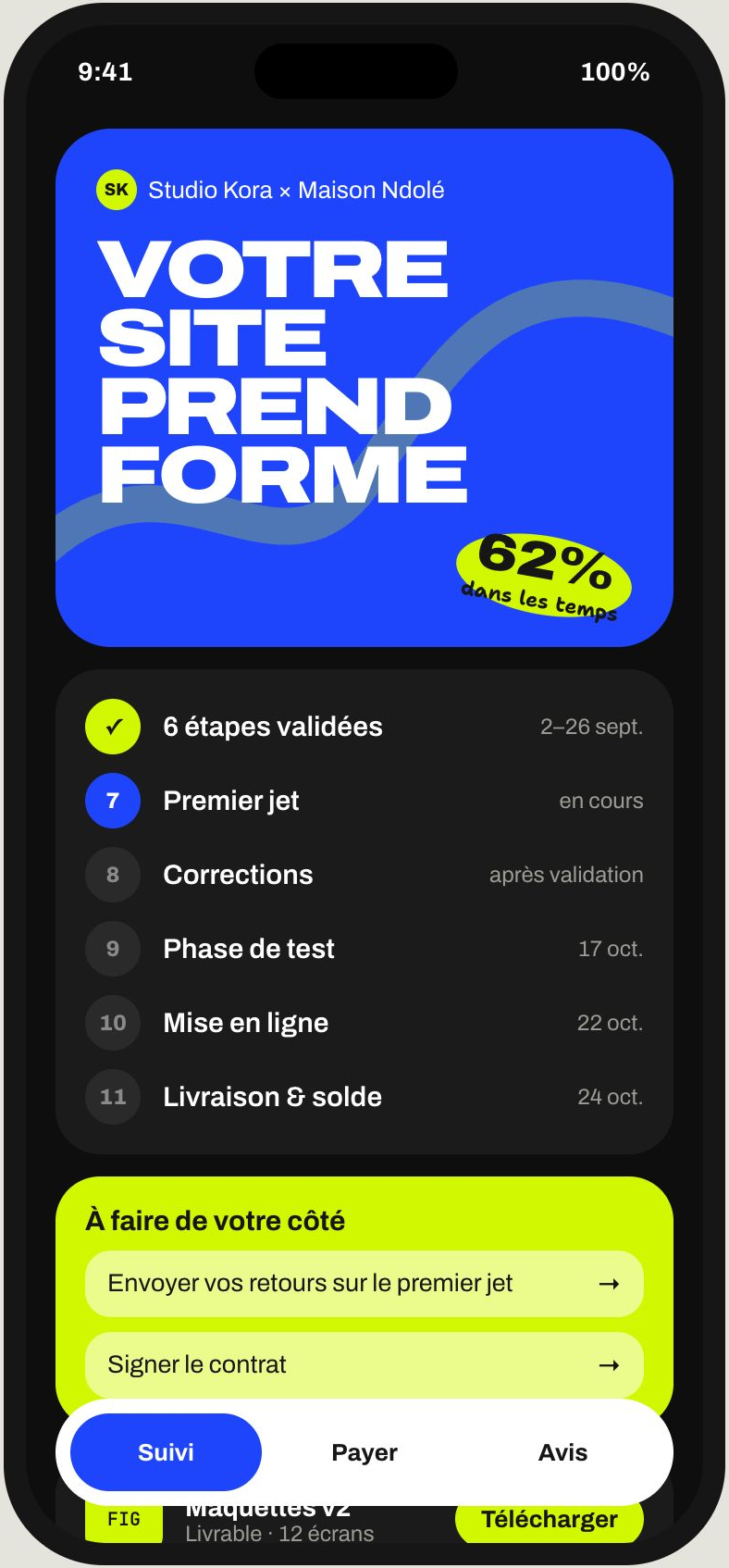 Portail client sur téléphone